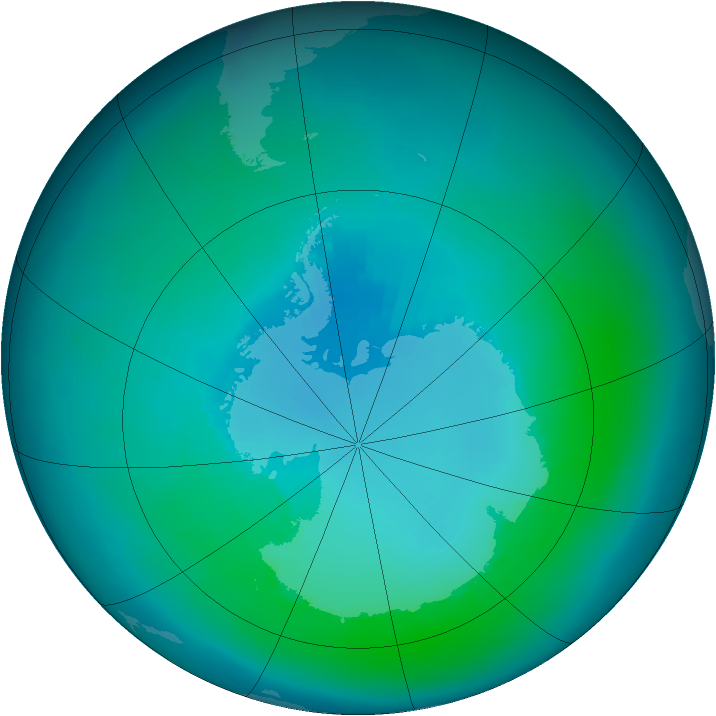 Antarctic ozone map for February 2000